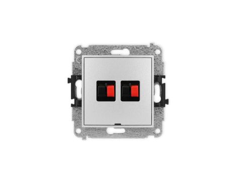 ICON Mechanizm gniazda głośnikowego podwójnego, bez pola opisowego srebrny metalik 7IGGBO-2