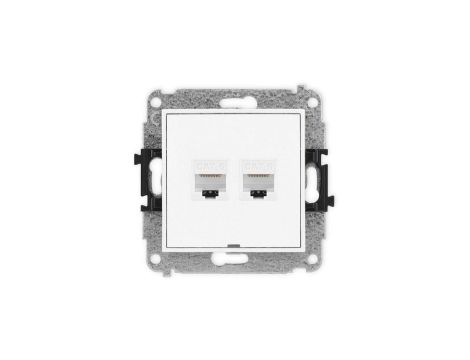 ICON Mechanizm gniazda komputerowego podwójnego 2xRJ45, kat. 6, 8-stykowy, bez pola opisowego biały IGKBO-4