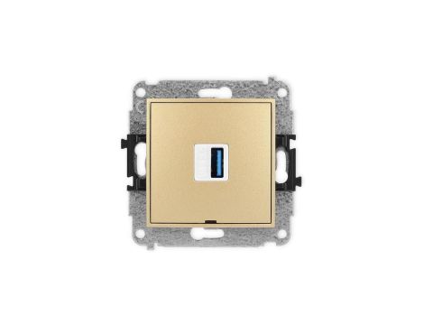 ICON Mechamizm gniazda pojedynczego USB A-A 3.0, bez pola opisowego złoty 29IGUSBBO-5