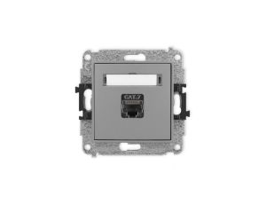 ICON Mechanizm gniazda komputerowego pojedynczego 1xRJ45, kat. 7, ekranowane, 8-stykowy szary mat 27IGK-9