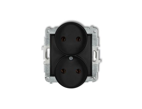 ICON Mechanizm gniazda podwójnego do ramki bez uziemienia 2x2P (bez przesłon torów prądowych) czarny mat 12IGPR-2