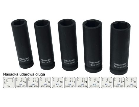 ADLER NASADKA UDAROWA DŁUGA 6-KĄTNA 1/2" 27mm