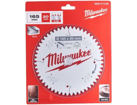 MILWAUKEE PIŁA TARCZOWA 165x20x2,2x52z ALUMINIUM