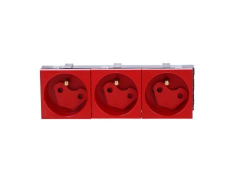 Gniazdo modułowe potrójne z blokadą i kluczem czerwone WP45X4577