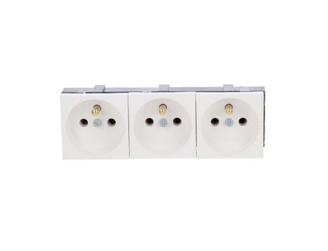 Gniazdo modułowe potrójne bez blokady białe WP45X4578