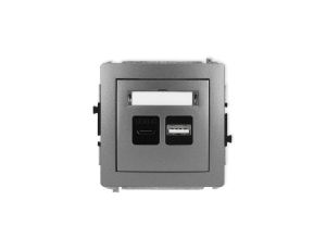 DECO Mechanizm ładowarki USB podwójnej USB C + USB A, 20W max., grafitowy 11DCUSB-8