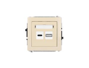 DECO Mechanizm ładowarki USB podwójnej USB C + USB A, 20W max., beżowy 1DCUSB-8