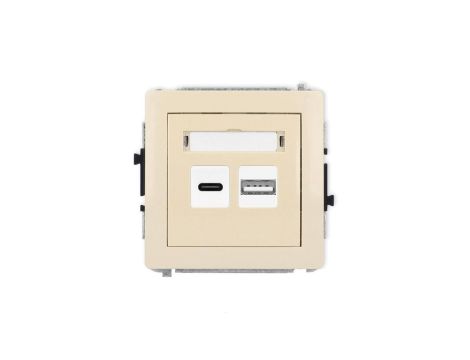 DECO Mechanizm ładowarki USB podwójnej USB C + USB A, 20W max., beżowy 1DCUSB-8