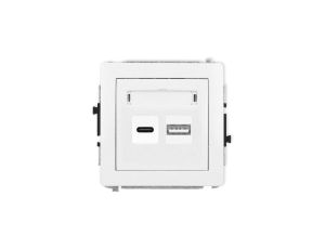 DECO Mechanizm ładowarki USB podwójnej USB C + USB A, 20W max., biały mat 25DCUSB-8