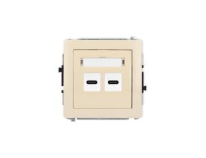 DECO Mechanizm ładowarki USB podwójnej 2xUSB C, 20W max., beżowy 1DCUSB-7