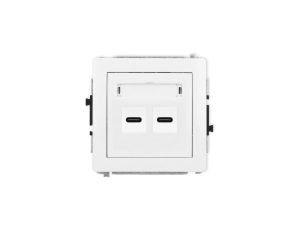 DECO Mechanizm ładowarki USB podwójnej 2xUSB C, 20W max., biały mat 25DCUSB-7