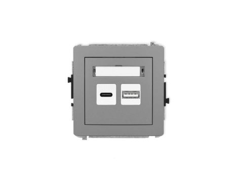 DECO Mechanizm ładowarki USB podwójnej USB C + USB A, 20W max., szary mat 27DCUSB-8