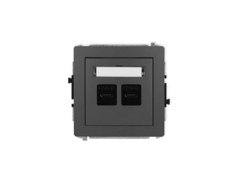 DECO Mechanizm ładowarki USB podwójnej 2xUSB C, 20W max., grafitowy mat 28DCUSB-7