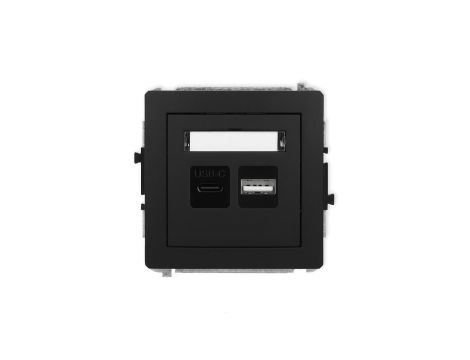 DECO Mechanizm ładowarki USB podwójnej USB C + USB A, 20W max., czarny mat 12DCUSB-8