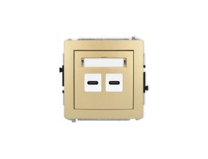 DECO Mechanizm ładowarki USB podwójnej 2xUSB C, 20W max., złoty 29DCUSB-7