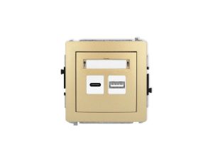 DECO Mechanizm ładowarki USB podwójnej USB C + USB A, 20W max., złoty 29DCUSB-8