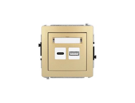 DECO Mechanizm ładowarki USB podwójnej USB C + USB A, 20W max., złoty 29DCUSB-8