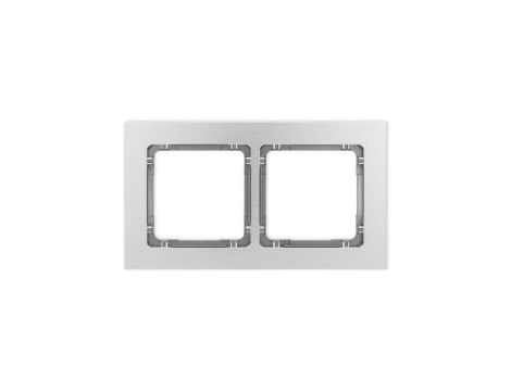 DECO Ramka uniwersalna podwójna - aluminium szczotkowane (ramka: srebrna spód: grafitowy) 7-11-DRA-2