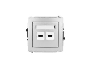 DECO Mechanizm ładowarki USB podwójnej 2xUSB C, 20W max., srebrny metalik 7DCUSB-7