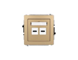 DECO Mechanizm ładowarki USB podwójnej 2xUSB C, 20W max., złoty metalik 8DCUSB-7