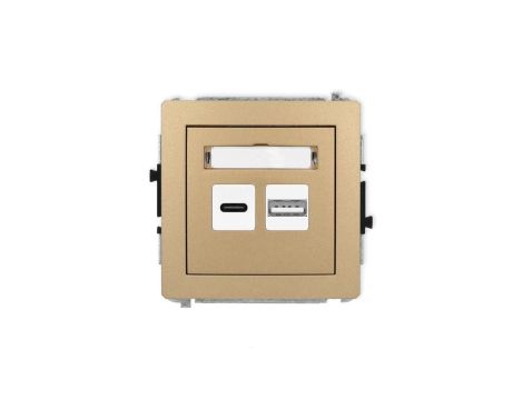 DECO Mechanizm ładowarki USB podwójnej USB C + USB A, 20W max., złoty metalik 8DCUSB-8