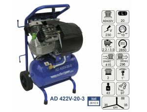 ADLER KOMPRESOR DWUCYLINDROWY JEDNOSTOPNIOWY AD 422V-20-3