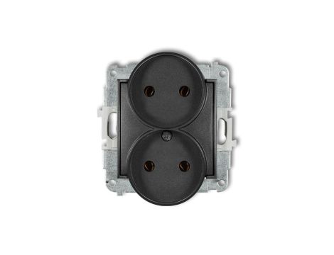 ICON Mechanizm gniazda podwójnego do ramki bez uziemienia 2x2P (bez przesłon torów prądowych) grafitowy 11IGPR-2