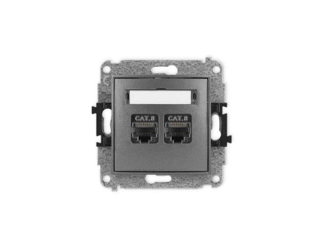 ICON Mechanizm gniazda komputerowego podwójnego 2xRJ45, kat. 8, ekranowane, 8-stykowy grafitowy 11IGK-12
