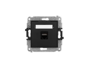 ICON Mechanizm gniazda komputerowego pojedynczego 1xRJ45, kat. 6A, 8-stykowy czarny mat 12IGK-7