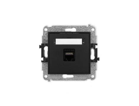 ICON Mechanizm gniazda komputerowego pojedynczego 1xRJ45, kat. 6A, 8-stykowy czarny mat 12IGK-7