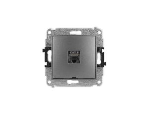 ICON Mechanizm gniazda komputerowego pojedynczego 1xRJ45, kat. 8, ekranowane, 8-stykowy, bez pola opisowego grafitowy 11IGKBO-11