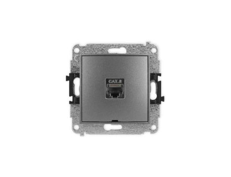 ICON Mechanizm gniazda komputerowego pojedynczego 1xRJ45, kat. 8, ekranowane, 8-stykowy, bez pola opisowego grafitowy 11IGKBO-11