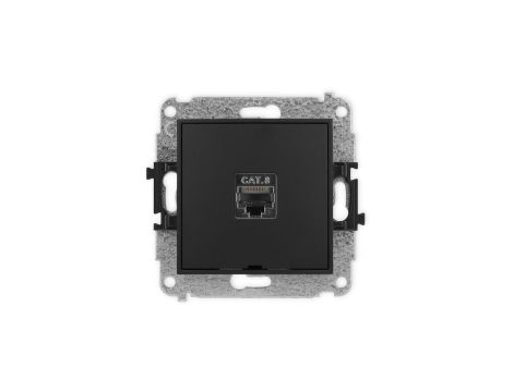 ICON Mechanizm gniazda komputerowego pojedynczego 1xRJ45, kat. 8, ekranowane, 8-styk, bez pola opisowego czarny mat 12IGKBO-11