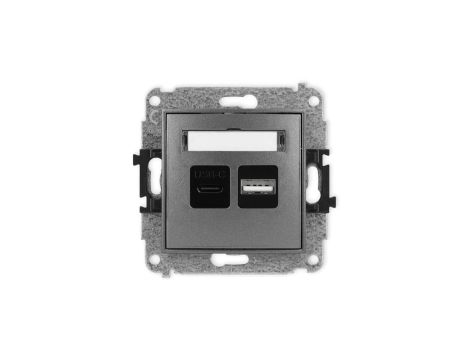 ICON Mechanizm ładowarki USB podwójnej USB C + USB A, 20W max. grafitowy 11ICUSB-8
