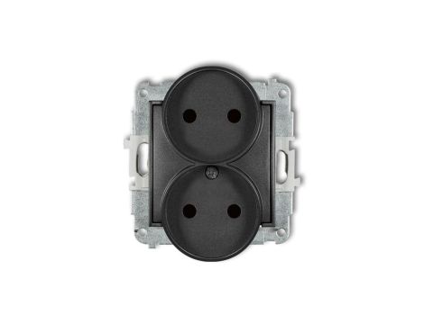 ICON Mechanizm gniazda podwójnego do ramki bez uziemienia 2x2P (przesłony torów prądowych) grafitowy 11IGPR-2p