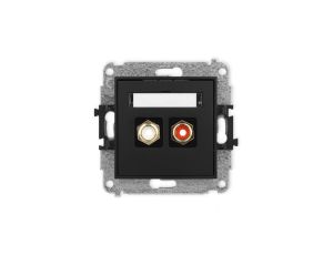 ICON Mechanizm gniazda podwójnego RCA (typu cinch - biały i czerwony, pozłacany) czarny mat 12IGRCA-2