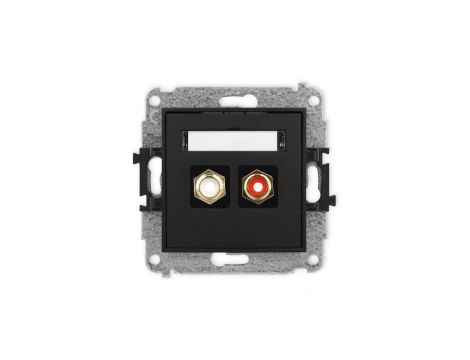 ICON Mechanizm gniazda podwójnego RCA (typu cinch - biały i czerwony, pozłacany) czarny mat 12IGRCA-2