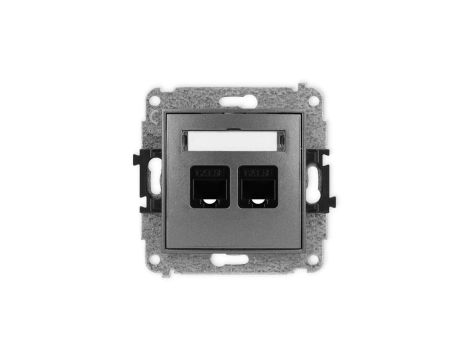ICON Mechanizm gniazda komputerowego podwójnego 2xRJ45, kat. 5e, 8-stykowy grafitowy 11IGK-2