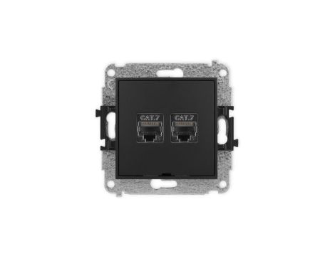 ICON Mechanizm gniazda komputerowego podwójnego 2xRJ45, kat. 7, ekranowane, 8-stykowy, bez pola opisowego czarny mat 12IGKBO-10