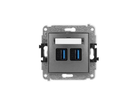 ICON Mechanizm gniazda podwójnego 2xUSB A-A 3.0 grafitowy 11IGUSB-6