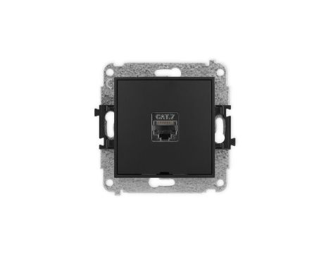 ICON Mechanizm gniazda komputerowego pojedynczego 1xRJ45, kat. 7, ekranowane, 8-stykowy, bez pola opisowego czarny mat 12IGKBO-9