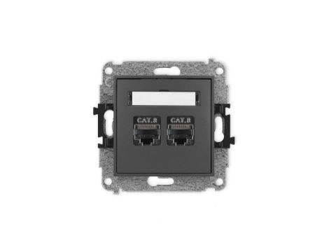 ICON Mechanizm gniazda komputerowego podwójnego 2xRJ45, kat. 8, ekranowane, 8-stykowy grafitowy mat 28IGK-12