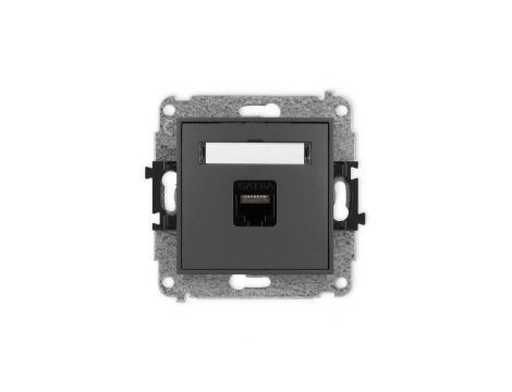 ICON Mechanizm gniazda komputerowego pojedynczego 1xRJ45, kat. 6A, 8-stykowy grafitowy mat 28IGK-7