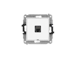 ICON Mechanizm gniazda komputerowego pojedynczego 1xRJ45, kat. 8, ekranowane, 8-stykowy, bez pola opisowego biały mat 25IGKBO-11