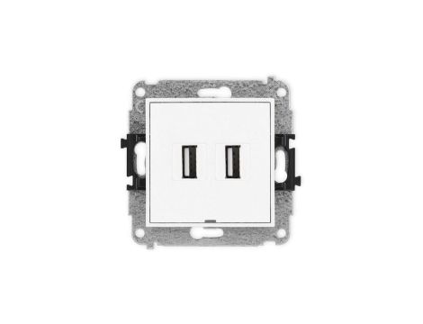 ICON Mechanizm gniazda podwójnego 2xUSB A-A 2.0, bez pola opisowego biały mat 25IGUSBBO-2