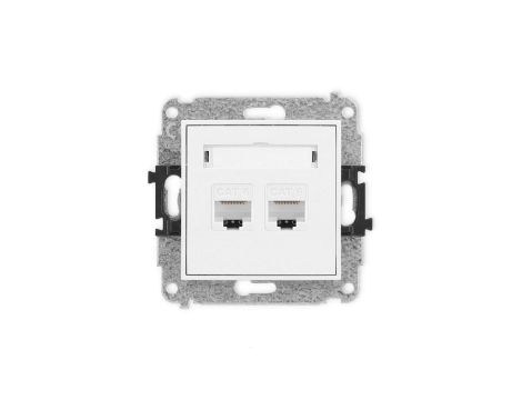 ICON Mechanizm gniazda komputerowego podwójnego 2xRJ45, kat. 6, 8-stykowy biały mat 25IGK-4