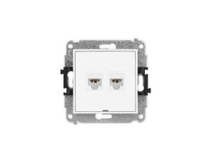 ICON Mechanizm gniazda komputerowego podwójnego 2xRJ45, kat. 6A, 8-stykowy, bez pola opisowego biały mat 25IGKBO-8