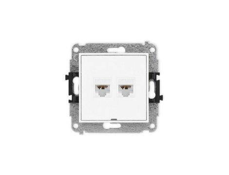 ICON Mechanizm gniazda komputerowego podwójnego 2xRJ45, kat. 6A, 8-stykowy, bez pola opisowego biały mat 25IGKBO-8