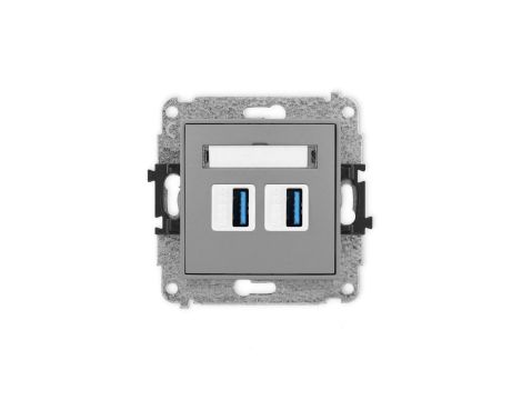 ICON Mechanizm gniazda podwójnego 2xUSB A-A 3.0 szary mat 27IGUSB-6