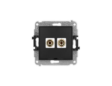 ICON Mechanizm gniazda głośnik. poj., bez opisu (banan czerwony i czarny, pozłacany, 4 mm2, do lutowania) czarny mat 12IGGBO-3